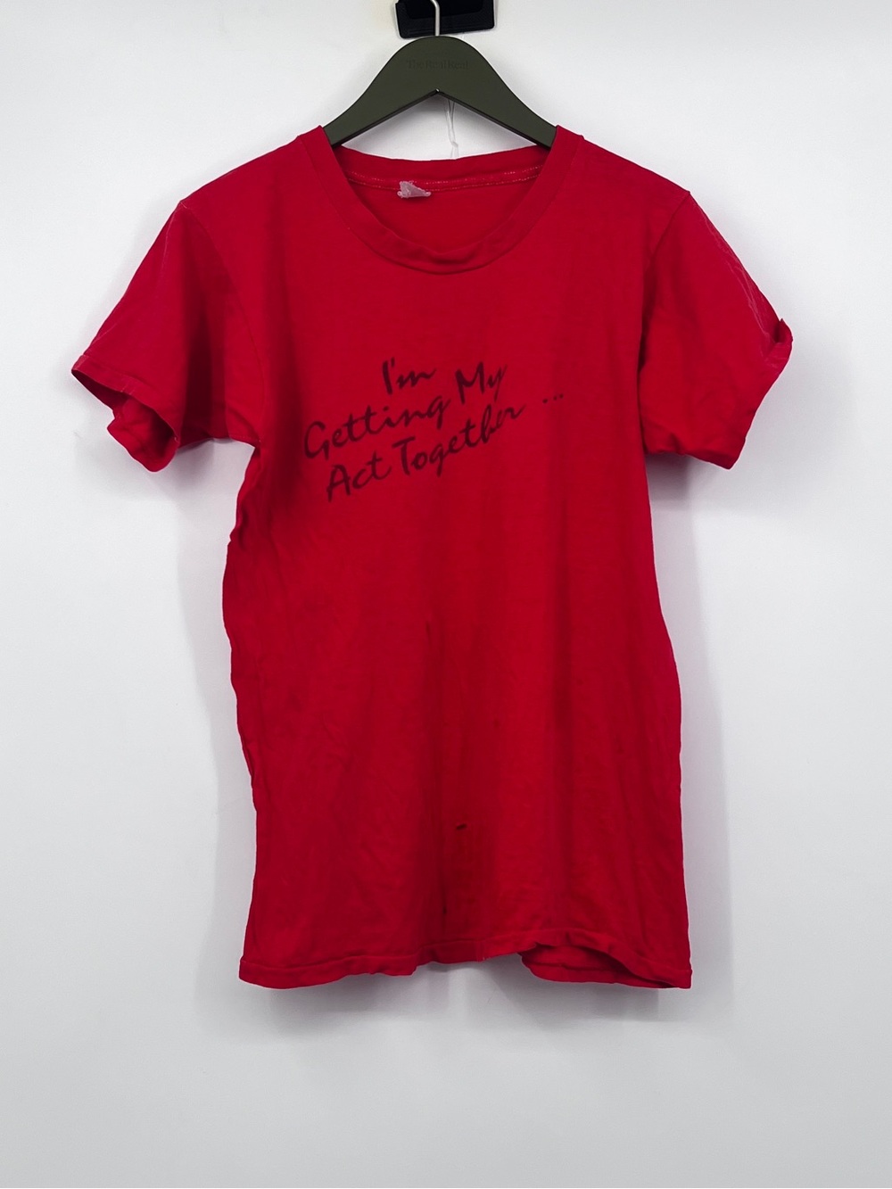 Vintage Red Short Sleeve Tee with Black Script
